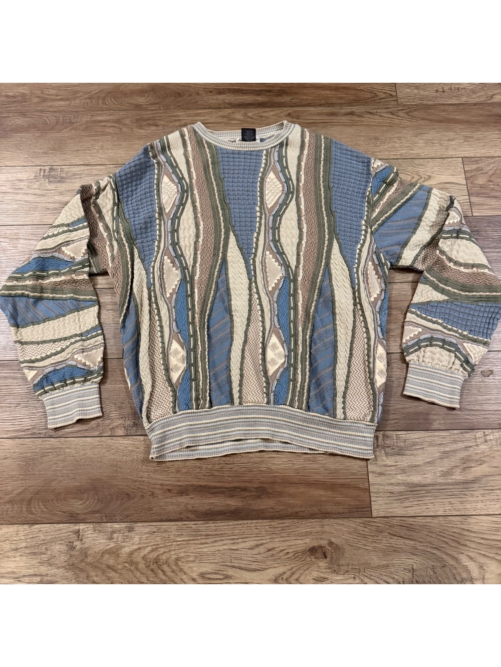 Vtg Norm Thompson 3D Knit Coogi Style Sweater XL Cotton